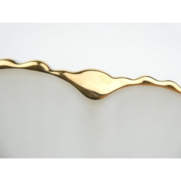 Vintage Anchor Hocking Milk Glass Deviled Egg Plate With Gold Trim - Picture 14 of 16